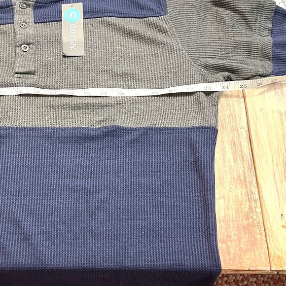 NWT,DARESAY Gray and Blue Henley Stretch Knit Shirt, Back to School,SizeL/XL - Picture 3 of 8
